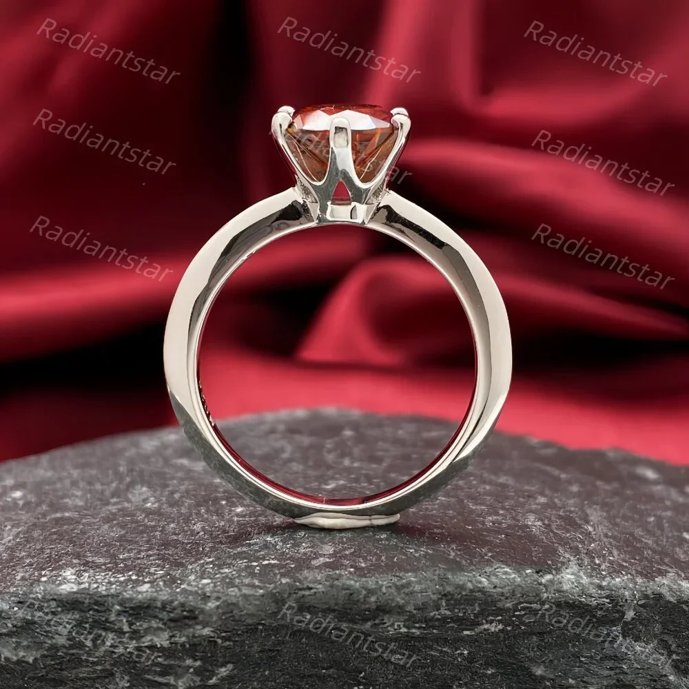 NEW Certified 2 ct. t.w. Garnet Red Moissanite Solitaire 6 Prong Ring